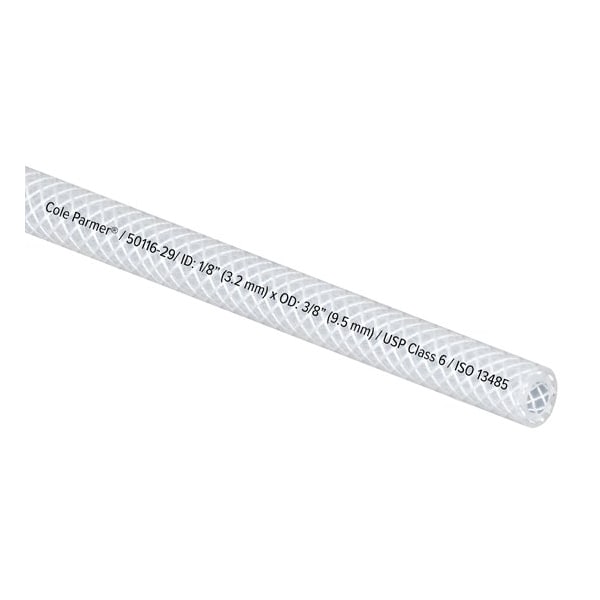 Cole Parmer Reinforced TPE Tubing, Clear, 1/8in ID x 3/8in OD; 50 Ft CP-FLXCBR2-6-50 - main